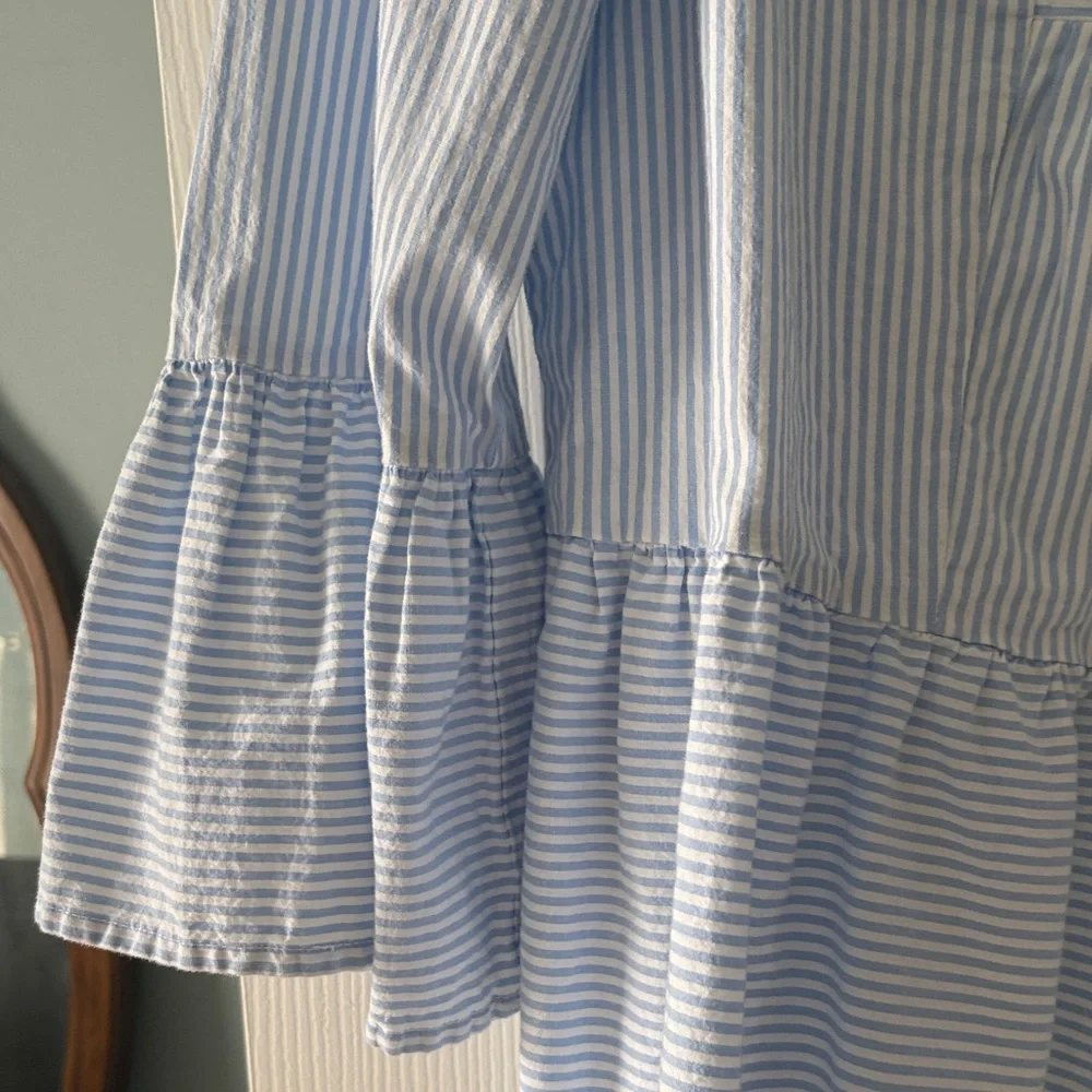 Crown & Ivy Blue Striped Peplum Blouse - Picture 5 of 6